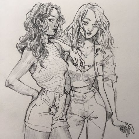 Leslie Hung, 얼굴 드로잉, 캐릭터 드로잉, Wow Art, Two Girls, الرسومات اللطيفة, Pencil Art, Drawing Techniques, Art Drawings Sketches