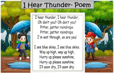 nursery rhymes- I hear thunder - kids English poem. I Hear Thunder Rhyme, English Poem, English Rhymes, Best English Songs, Kids English, Baby Songs, English Lessons For Kids, Kids Songs, English Lessons