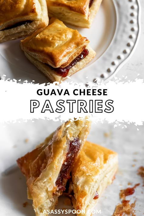 Cuban Pastries, Guava Cheese, Guava Pastry, Guava And Cream Cheese, Cheese Pastries, Guava Recipes, Cream Cheese Puff Pastry, Breakfast Dessert Recipes, Guava Paste