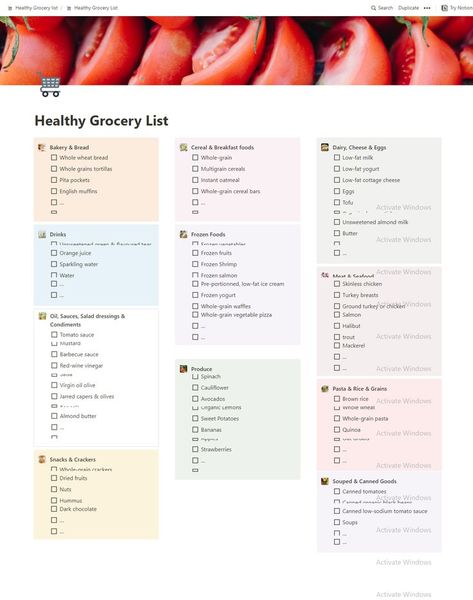 School To Do List Printable, Grocery List Healthy, School To Do List, Notion Template Ideas, To Do App, Grocery List Template, To Do List Printable, Notion Templates, Recipe Template