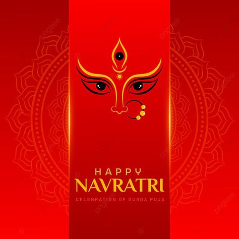 Durga Puja Background, Durga Eyes, Navratri Background, Durga Pooja, Wedding Invitation Card Template, Wedding Invitations Romantic, Indian Festival, Happy Navratri, Greeting Card Template