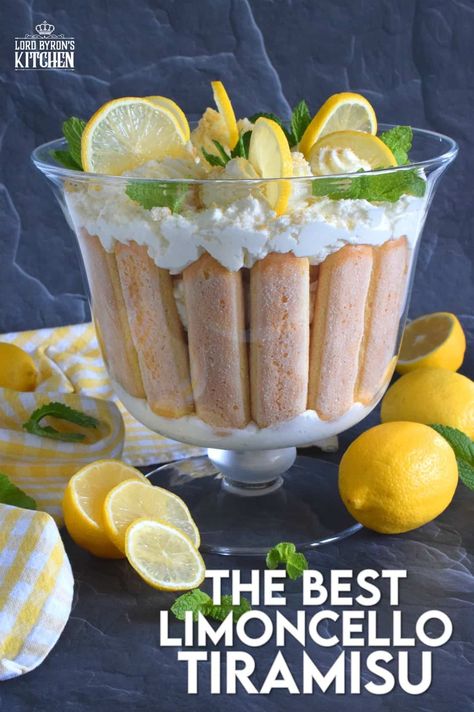 Refreshingly tart with a silky smooth and sweet mascarpone filling, Limoncello Tiramisu has to be one of the most delicious summertime desserts. With layers of light and airy ladyfingers, and a thick, slightly sweet filling, balanced with the puckering taste of fresh lemons, this dessert is completely irresistible! #limoncello #lemon #tiramisu Limoncello Tiramisu, Summertime Desserts, Light Summer Desserts, Lemon Tiramisu, Refrigerated Desserts, Mascarpone Filling, Trifle Recipes, Trifle Desserts, Tiramisu Recipe