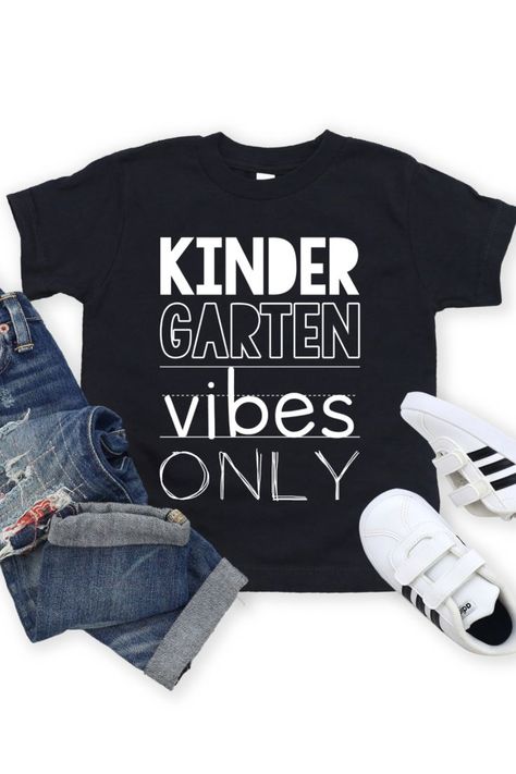 First Day Of Kindergarten Shirt, 1st Day Of Kindergarten, Kindergarten Outfit, Kindergarten Photos, Kindergarten Graduation Party, Toddler Halloween Shirts, School Shirt Designs, School 2021, Halloween Shirts For Boys