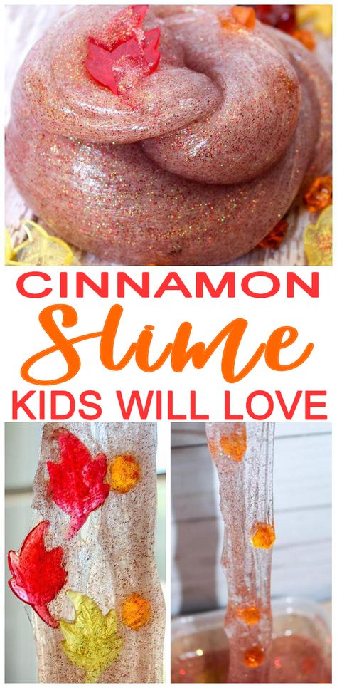 Fall Slime, Slime Kids, Slime Easy, Diy Cinnamon, Kids Fall Crafts, Fun Fall Crafts, Fall Arts And Crafts, Slime For Kids, Homemade Slime