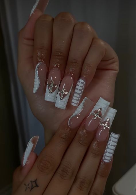 Graduation Nails, Acrylic Nail Set, Hard Nails, Colored Acrylic Nails, White Acrylic Nails, Girly Acrylic Nails, French Tip Acrylic Nails, Acrylic Nails Coffin Pink, Unique Acrylic Nails