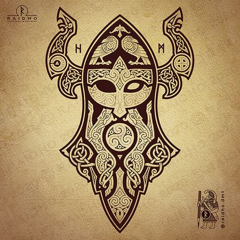 Odin Face Tattoo Design, Odin Knotwork, Odin Face Tattoo, Anglo Saxon Tattoo, Odin Tattoo, Viking Knotwork, Slavic Tattoo, Pagan Tattoo, Viking Tattoo Symbol