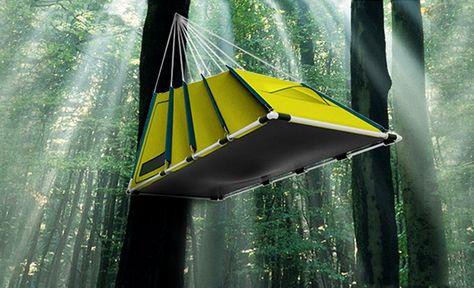 Branch Tent hangs among trees for great outdoor experience Suspended Tent, Tent Camping Beds, Tree Tent, Hanging Tent, Outdoor Shelters, Hammock Tent, Tent Design, Camping Bed, Camping Checklist