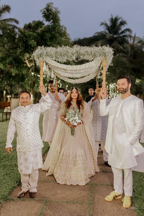 Photo from Shivangi and Varun Wedding Nikkah Chaadar, Indian Wedding Chori Decoration, Wedding Chadar For Bride, Flower Chadar For Bride Entry, Bride Entry Chadar, Indian Bride Entrance, Indian Bride Entry, Bridal Chadar, Rich Wedding Aesthetic