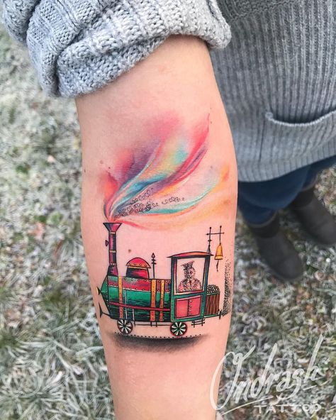 Train Tattoos For Women, Locomotive Tattoo, Train Tattoos, Czech Tattoo, Train Tattoo, Her Tattoo, Tattoo Prices, Tatuaje A Color, Feather Tattoo