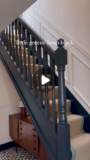 Love Renovate on Instagram: "Wow! This black paint looks stunning @sevenpalmtreehouse!⁠ ⁠ 😍" Black Panelling Hallway, 1930s Hallway Ideas, 1930s Hallway, Victorian Hallway Ideas, Black Hallway, Victorian Hallway, Hallway Ideas, Black Paint, Hallway