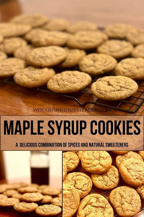 Maple Syrup Cookies without Sugar - Wisconsin Homesteader Syrup Cookies, Maple Syrup Cookies, Naturally Sweetened Desserts, Low Sugar Treats, Maple Cookies, Maple Recipes, Maple Syrup Recipes, Sugar Free Cookies, Molasses Cookies