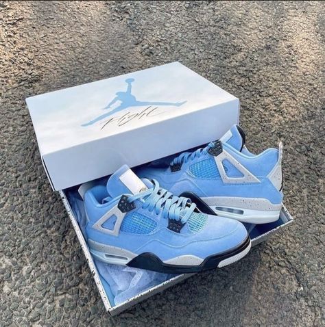 Blue J4s, Nike Air Jordan 4 Retro Blue, Breathable Blue Air Jordan 4 For Streetwear, Tenis Jordan Retro, Jordan 4’s Blue & White, Air Jordan 4 Military Blue, Shoes Wallpaper, Black Nike Shoes, Nike Shoes Girls