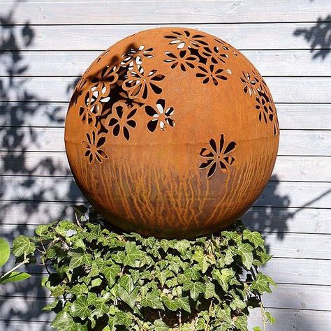 High Quality Garden Ornaments Corten Steel Ball Sculpture Sculpture Fountain, Steel Flowers, Garden Fountain, Plant Aesthetic, Green Nature, Steel Sculpture, Corten Steel, Rustic Gardens, Modern Sculpture