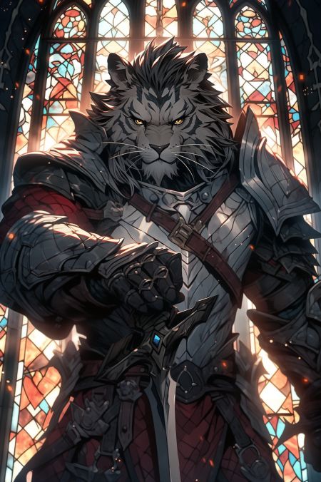 Leonin Paladin 5e, Leonin Fighter, Leonin Paladin, Tabaxi Fighter, Male Fighter Dnd, Tabaxi Paladin, Dragon Man Art, Paladin Dnd Male, Dnd Fighter Art