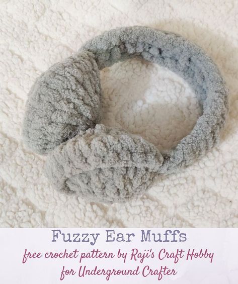 Earmuff Crochet Pattern, Crochet Earmuff Headband, Crochet Earmuffs Pattern, Diy Ear Muffs, Chenille Yarn Patterns, Crochet With Chenille Yarn, Crochet Ear Muffs Free Pattern, Crochet Earmuffs Free Pattern, Ear Muffs Crochet