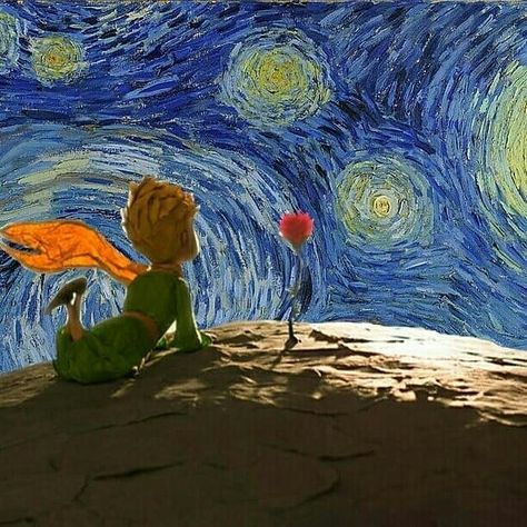 Starry Night The Little Prince ~ Vincent van Gogh فنسنت فان جوخ, Van Gogh Wallpaper, Picasso Artwork, Arte Van Gogh, Art Parody, Van Gogh Paintings, Van Gogh Art, Starry Night Van Gogh, Wow Art