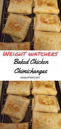 Baked Chicken Chimichangas, Chicken Chimichangas, Weight Watchers Meals Dinner, Ww Meals, Weight Watchers Meal Plans, Smart Points Recipes, Plats Healthy, Weight Watchers Chicken, Weight Watchers Recipes Desserts