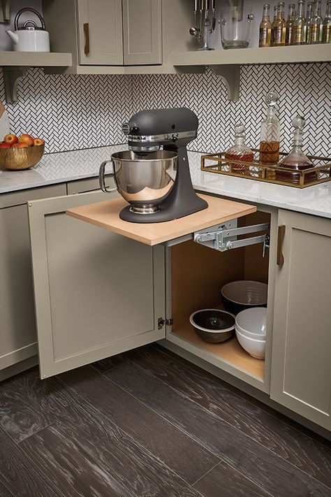 Kitchen Organization Products - Diamond Cabinets Mixer Cabinet, Diamond Kitchen Cabinets, Diamond Cabinets, Mountain Kitchen, Kitchen Cabinet Organization Ideas, Kitchen Cabinet Trends, Kitchen Favorites, Grey Kitchen Island, Upper Kitchen Cabinets