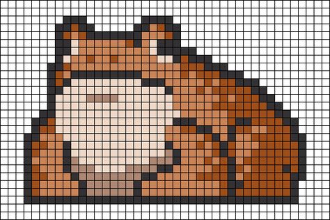 Toad Cross Stitch Pattern, Rat Pixel Art Grid, Frog And Toad Cross Stitch, Frog Hama Beads, Frog Pixel Art Grid, Bug Alpha Pattern, Grid Pattern Crochet Pixel Art, Frog Alpha Pattern, Toad Cross Stitch