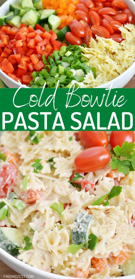 Cold Bowtie Pasta Salad, Creamy Bowtie Pasta, Cold Pasta Recipes, Creamy Pasta Salad Recipe, Spring Pasta Salad, Bowtie Pasta Salad, Cold Salad Recipes, Summer Pasta Salad Recipes, Veggie Pasta Salad