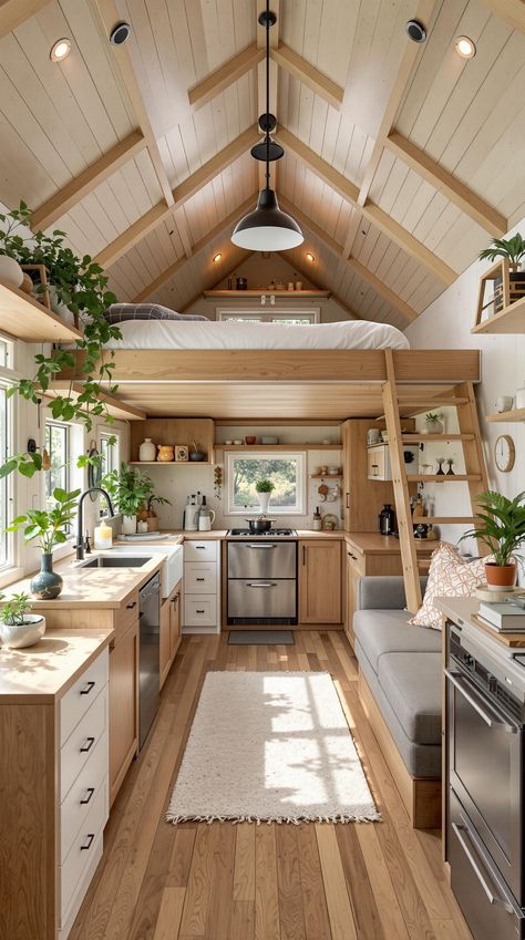 Small Cabin Interior Ideas Tiny Home Log Cabin, Tiny House Winter, Cozy Tiny House Interior, Tiny House Cabin Small Cottages, Little Cabin Interior, Tiny House Cabin Interior, Modern Small Cabin, Small Cabin Layout, Tiny House Ideas Interior