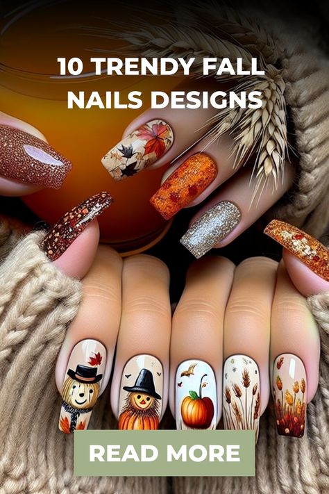 Spice Nails, Trendy Fall Nails, Autumn Nail, Fall Nail Trends, Cute Nails For Fall, Seasonal Nails, Halloween Nail Designs, Trendy Nail Design, Fall Nail Art