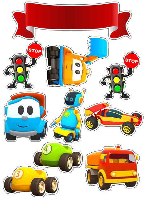 Topper Cake Leo the Truck Leo Truck Cake, Leo The Truck Cake Topper Printable, Leo The Truck Cake, Truck Toppers, Truck Cakes, Sticker Design Inspiration, Trucks Print, Truck Party, Topper Cake