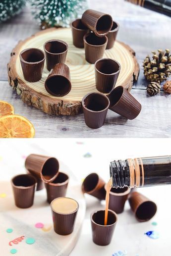 Satisfy your sweet tooth and get it a bit tipsy at the same time when you do shots from these decadent edible shooters. Shot Glass Desserts Recipes, Chocolate Shot Glasses, Chocolate Shot, Shot Glass Desserts, Charcuterie Party, Cookie Shots, Chocolate Shots, Chocolate Powder, Hot Chocolate Bars