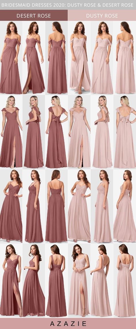 Dust Rose Bridesmaid Dress, Bridesmaid Dresses Theme, Old Rose Bridesmaid Dress, Desert Rose Wedding Colors, Dusty Rose Bridesmaid Dresses Long, Old Rose Gown, Azazie Desert Rose, Wedding Entourage Gowns, Champagne Outfit