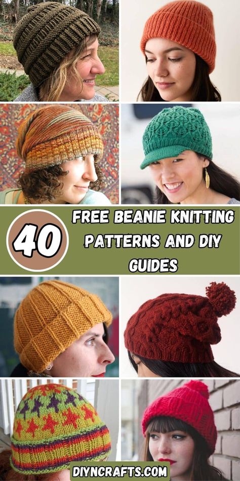 40 Free Beanie Knitting Patterns and DIY Guides Loom Beanie Patterns, Loom Knit Beanie Pattern Free, Free Knitted Beanie Patterns, How To Knit A Beanie For Beginners, Free Knit Beanie Patterns, Loom Knit Hat Patterns Free, Easy Beanie Knitting Patterns Free, Knitted Beanie Pattern Free, Loom Beanie