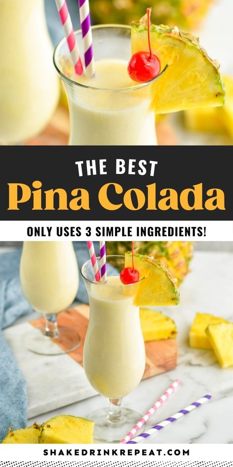 Pina Colada Mix, Easy Pina Colada Recipe, Colada Drinks, Shake Drink, Pina Colada Drinks, Rum Drinks Recipes, Summer Desserts Easy Healthy, Pina Colada Recipe, Frozen Cocktail Recipes