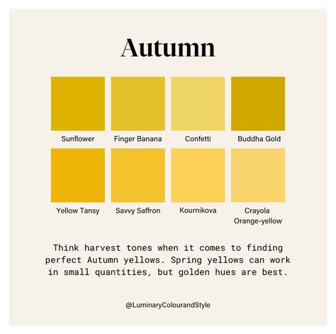 Yellow Fall Color Palette, Autumn Color Pallet, 333 Wardrobe, True Autumn Color Palette, Autumn Make Up, Warm Autumn Color Palette, Winter Overalls, Autumn Color Palette Fashion, Color Palette Fashion