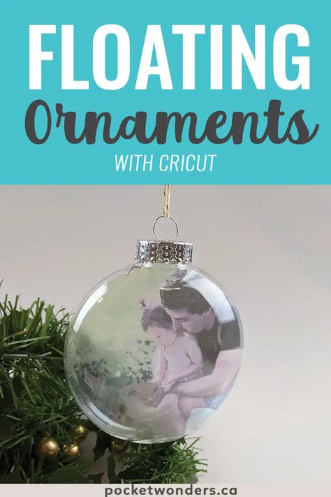 DIY Floating Ornament with Cricut (Free SVG template) Christmas Photo Ornaments, Ball Ornaments Diy, Bitmoji Stickers, Christmas Ball Ornaments Diy, Cricut Ornaments, Floating Ornaments, Christmas To Do List, Cricut Christmas Ideas, Clear Ornaments