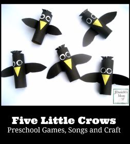 The Five Little Crows songs and preschool games can be explored with cardboard tube crows . Older children will love them singing and playing them too. Scarecrow Craft, October School, Scarecrow Crafts, Fall Preschool Activities, Preschool Craft, Preschool Projects, Fall Kindergarten, Thanksgiving Preschool, Crow Art