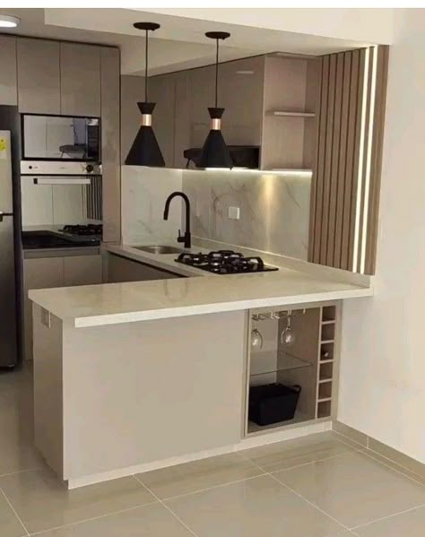 Small Chefs Kitchen Design, Minimalist Kitchen Backsplash, Chefs Kitchen Design, Luxury Small Kitchen, Modern Interior Design Minimalist, Small Kitchen Design Apartment, Minimalist Kitchen Essentials, Kitchen Wallpaper Ideas, Love Bedroom