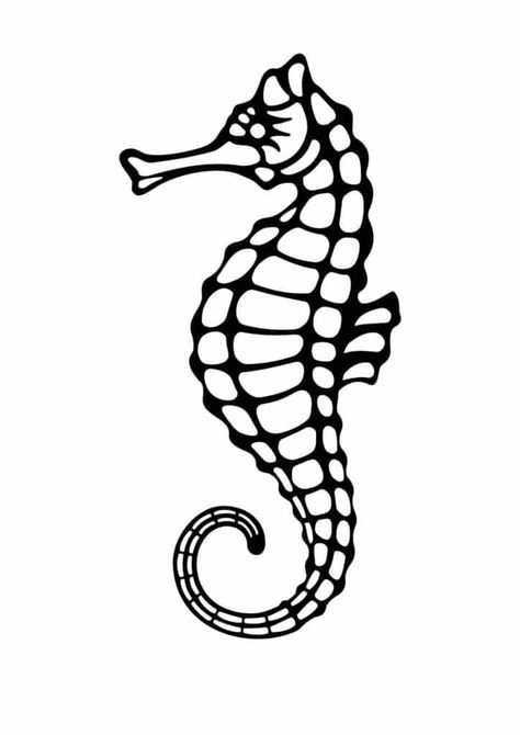 Sea Horse Stencil, Seahorse Drawing, Sun Template, Horse Stencil, Seahorse Tattoo, Cat Template, Watercolor Brush Pen, Sea Horses, Printable Pictures