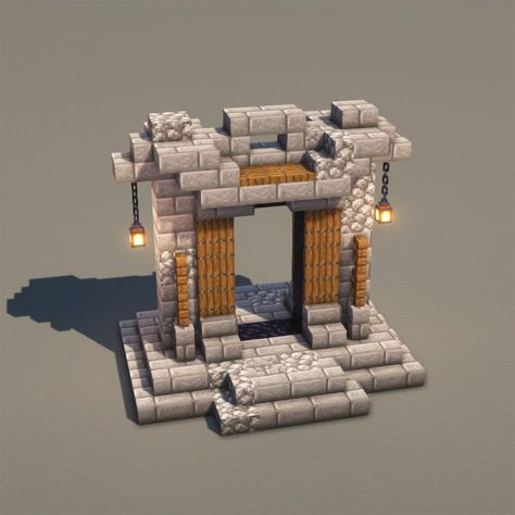 Mineshaft Entrance Minecraft Ideas, Minecraft Easter Island Head, Spawn Point Builds Minecraft, Minecraft Dome Roof Design, Minecraft Electricity, Portal Building Minecraft, Medieval Portal Minecraft, Mc Nether Portal Design, Minecraft Carpenter House