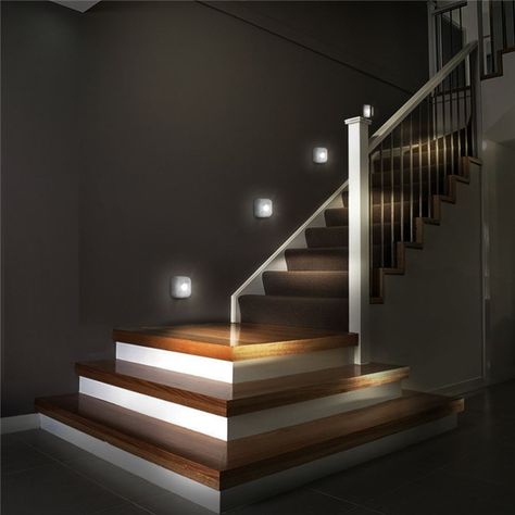 Remodel Checklist, Sensor Night Lights, Stair Case, Stair Lighting, Motion Sensor Lights, Portable Light, Staircase Design, Stairs Design, Decor Idea