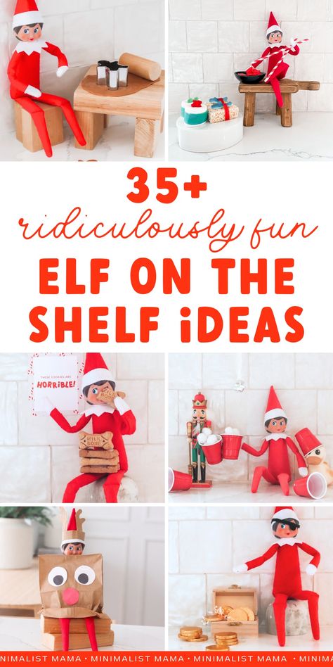 These Elf on the Shelf ideas are totally new and hilarious - if you are looking for some awesome elf on the shelf ideas and inspo then you'll love these fun elf activities and shenanigans for each night leading up to Christmas! (Funny & hilarious elf ideas easy poses and creative elf games for your littles!) 2023 edition Elf On The Shelf Tricks, Elf Ideas Easy Funny, Elf On The Shelf Activities, Elf On Shelf Funny, Christmas Activities For Toddlers, Elf Ideas Easy, Elf Games, Elf Pajamas, Preschool Christmas Activities