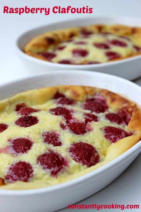 Raspberry Clafoutis Recipe, Raspberry Clafoutis, Clafoutis Recipe, Easy French Recipes, Clafoutis Recipes, Cherry Clafoutis, Raspberry Desserts, Raspberry Recipes, French Recipes