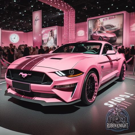 Mustang Pink Interior, Pink Shelby Gt500, Hot Pink Mustang, Pink Mustang Gt, Pink Dodge Challenger, Pink Lexus, Pink Race Car, Pink Mustang, Sports Cars Mustang