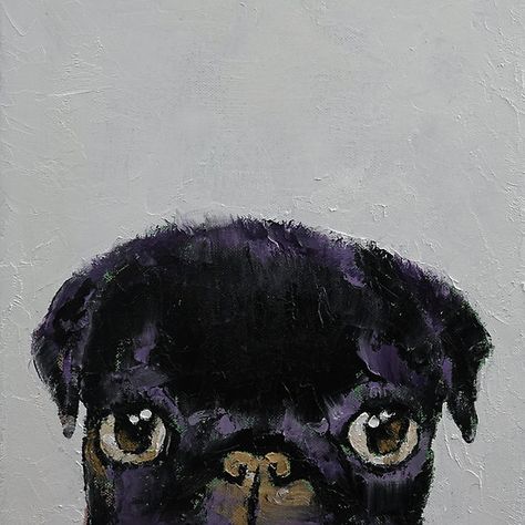 Pug Art Print, Pug Artwork, Black Pug Puppies, Pugs And Kisses, Pug Art, Pug Shirt, Putao, Black Pug, Pug Puppies