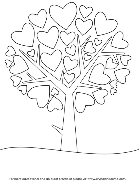 Love Heart Template, Heart Coloring Pages, Love Decorations, Do A Dot, Preschool Valentines, Heart Template, Pola Sulam, Heart Tree, Kids Coloring