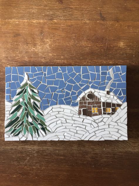 Mosaic Winter Scene, Snowflake Mosaic, Winter Mosaic, Mosaics For Kids, Cat Mosaic, Easy Mosaic, Mosaic Christmas, Landscape Mosaic, Christmas Mosaics