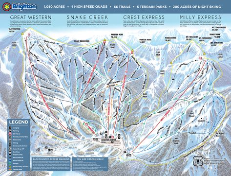 Published in 2016 at Brighton Ski Resort Park City Ski Resort, Grand Targhee Resort, Park City Skiing, Ski Park, Grand Targhee, Park City Mountain, Utah Skiing, Trail Map, Trail Maps