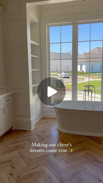 Laura Cedor on Instagram: "This master bathroom is so dreamy! 

@liny8696 #lauracedorinteriors #interiordesign #interiordesigner #masterbathroom #dreambathroom #herrringbonefloor #freestandingtub #dreamcometrue" Dream Bathrooms, Free Standing Tub, House Ideas, Bathrooms, New Homes, Interior Design, On Instagram, Instagram