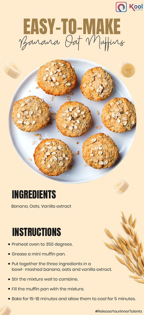 BANANA OAT MUFFINS Eggless Cookie, Eggless Cookie Recipes, Healthy Snack Alternatives, Banana Oat Muffins, Banana Oat, Oat Muffins, Banana Oats, Mini Muffin Pan, Toddler Food