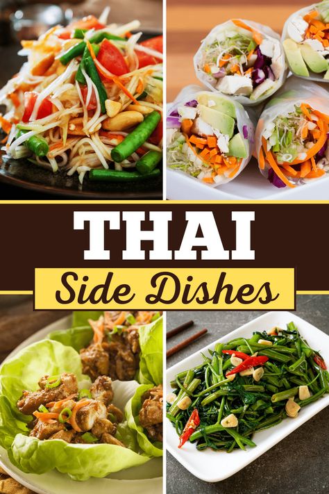 Thai Side Dishes, Thai Mango Salad, Thai Spring Rolls, Asian Side Dishes, Spicy Salad, Thai Salads, Salad Ideas, Thai Dishes, Easy Sides