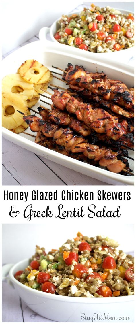 Summer Protein Meals, High Protein Greek Salad, Honey Bbq Chicken Meal Prep, High Protein Bbq Chicken, High Protein Salads Chicken, Mediterranean Chicken Kabob Recipes, Vegan Barbecue Recipes, Honey Glazed Chicken, Chicken Skewer Recipe