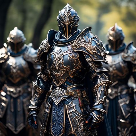 Cool Knight Armor, Men In Armor, Group Of Knights, Dragon Armour, Organic Armor, City Guard, Guerriero Samurai, Royal Knight, Fantasy Armour